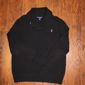 Ralph Lauren Sport XL Extra Large Cowl Neck Sweater - Women - Black, Purple Pony